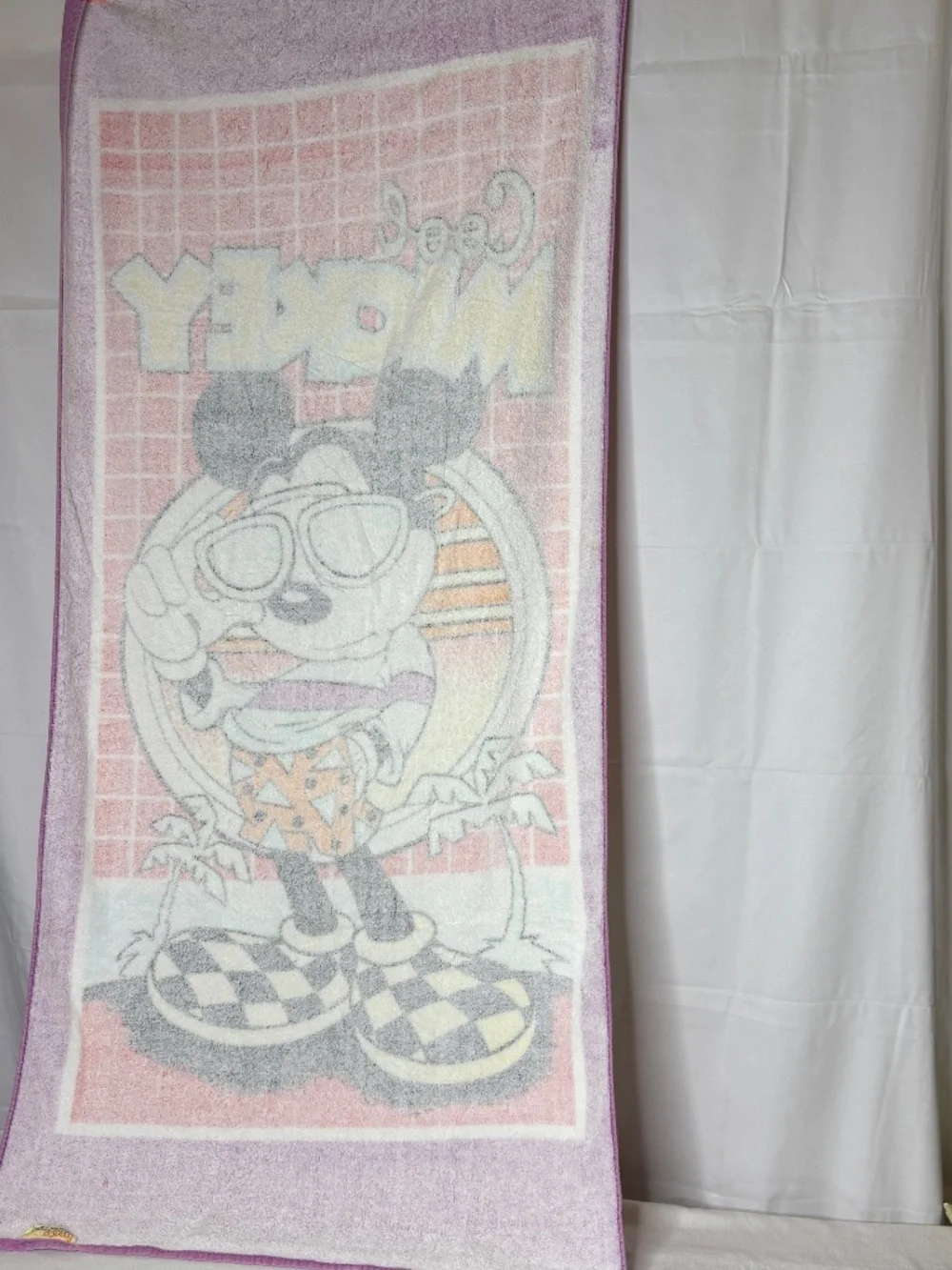 Vintage Walt Disney Cool Mickey Mouse Beach Towel 90s Franco 100% Cotton